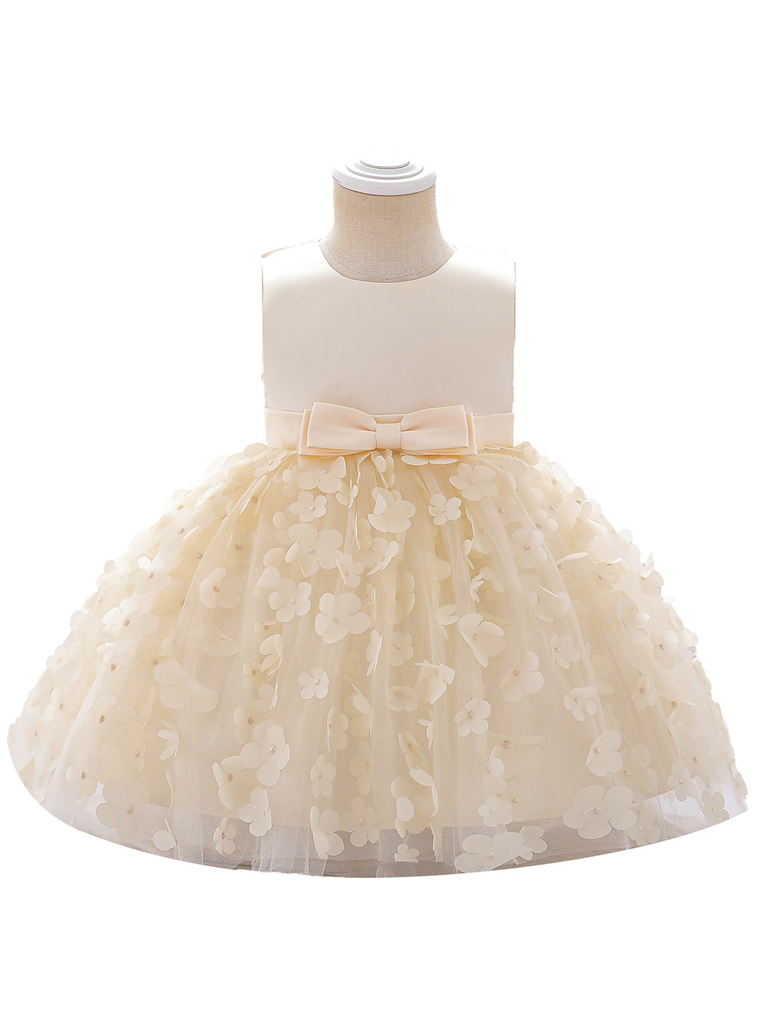 StyleCast Girls Beige Embellished Fit & Flare Dress