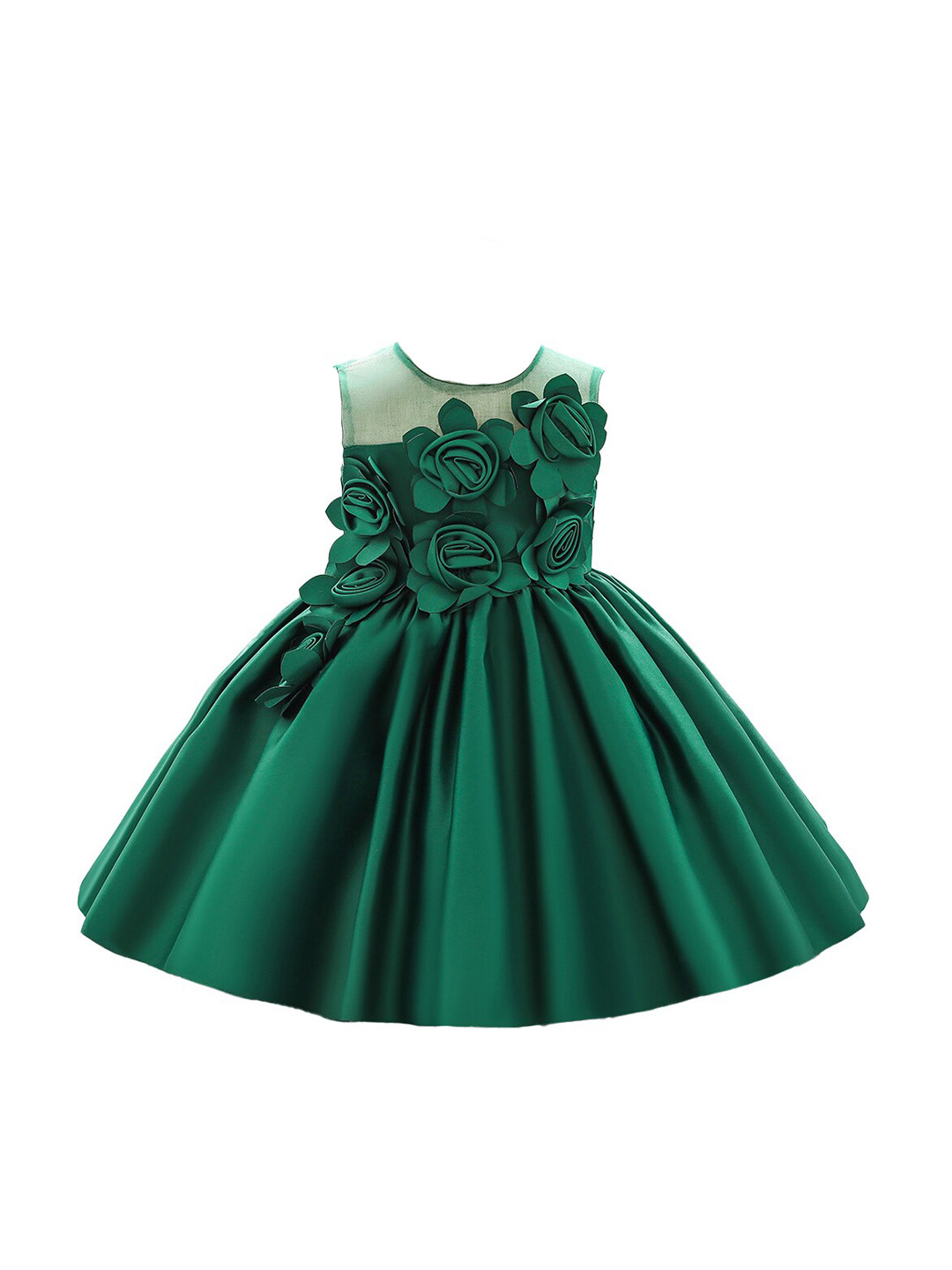 StyleCast Girls Green Floral Applique Balloon Dress