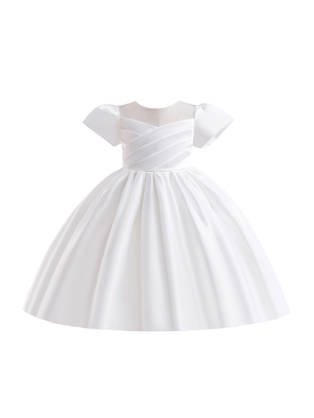 StyleCast Girls White Puff Sleeve Fit & Flare Midi Dress