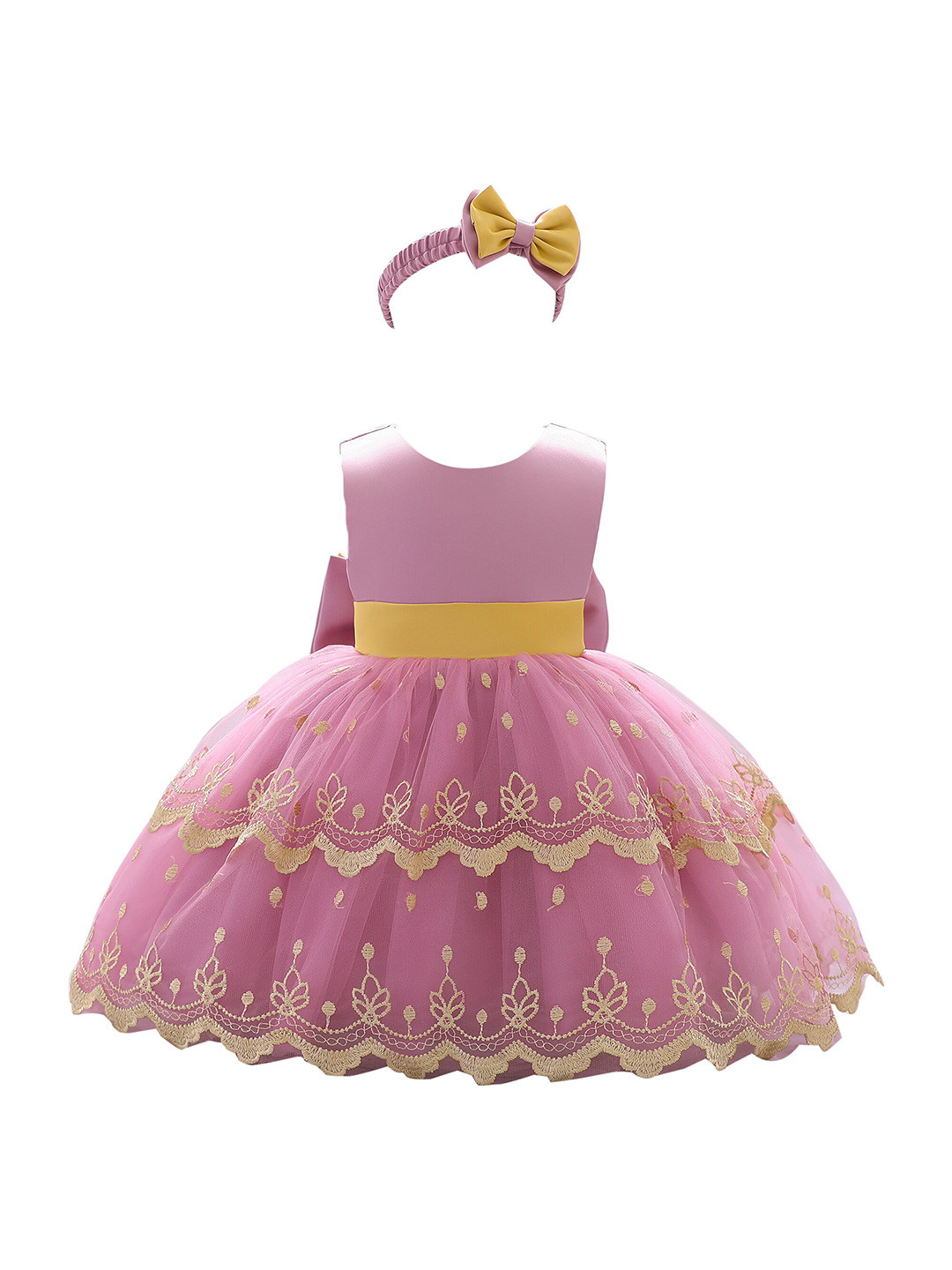 StyleCast Girls Pink Embroidered Net Fit & Flare Mini Dress