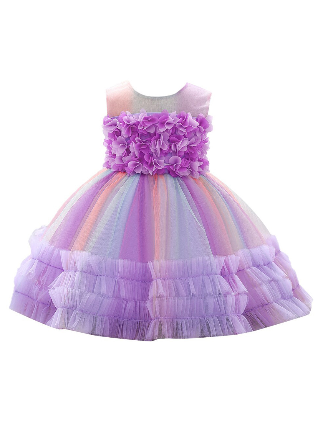 StyleCast Girls Purple Ruffled Fit & Flare Dress