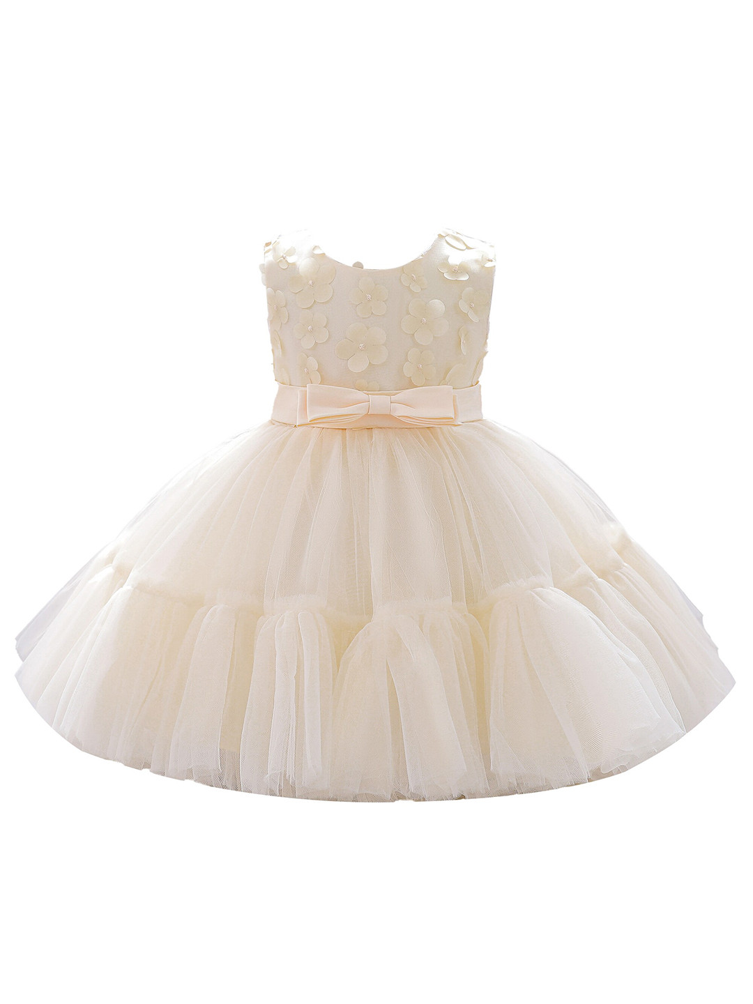 StyleCast Champagne Infant Girls Self Designed Layered Sleeveless Fit & Flare Dress