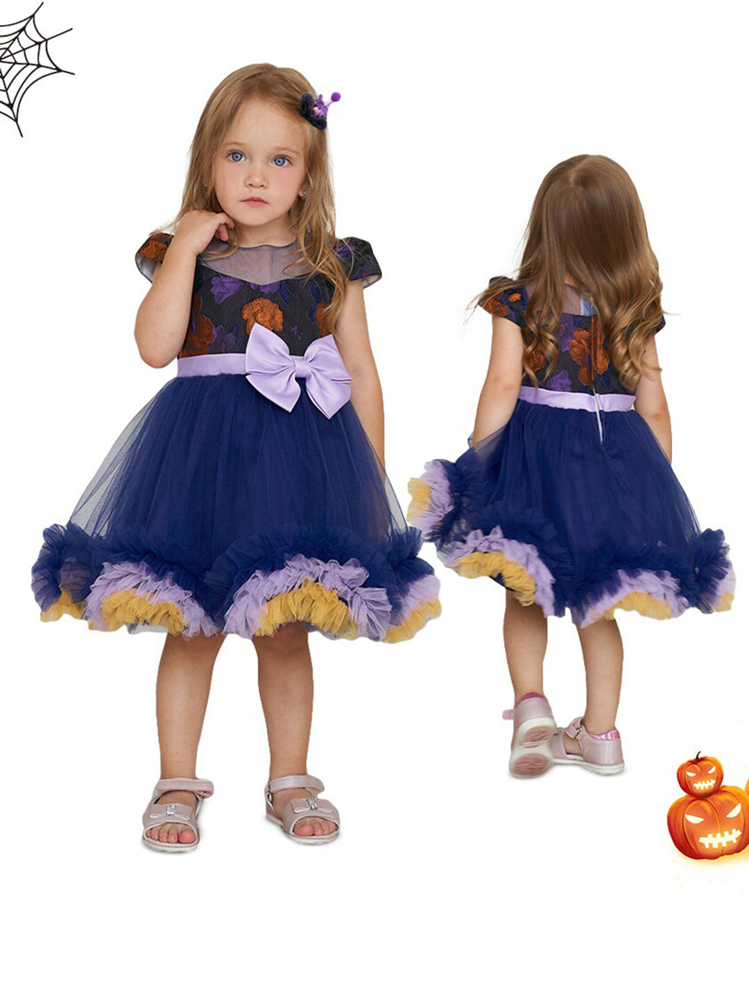 StyleCast Navy Blue Floral Balloon Dress