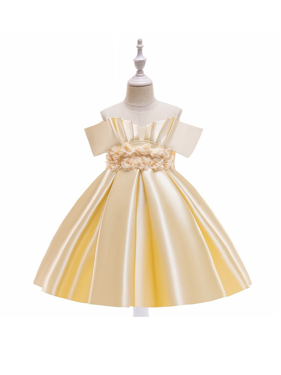 StyleCast Champagne & brown Floral Embroidered Cold-Shoulder Applique Fit & Flare Mini Dress