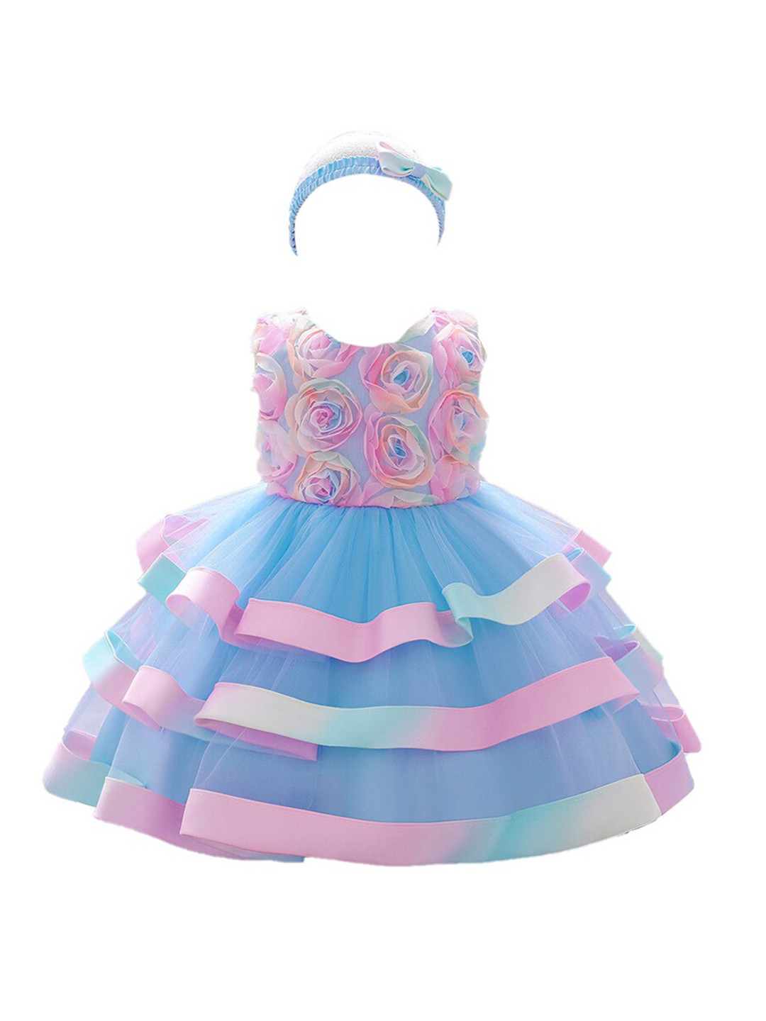 StyleCast Girls Blue Corsage Balloon Dress
