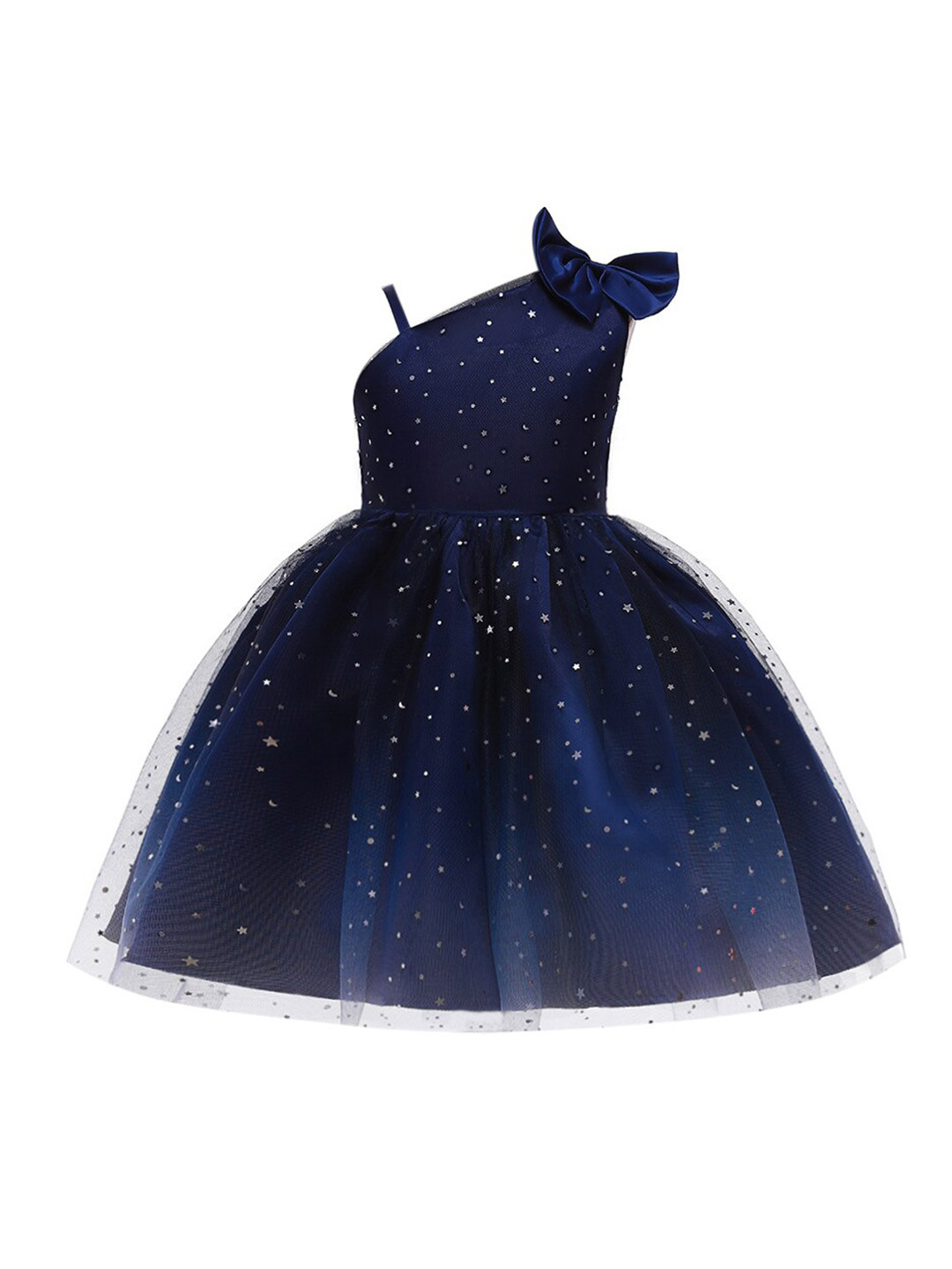StyleCast Navy Blue Girls Stars Embellished Balloon Dress With Bow