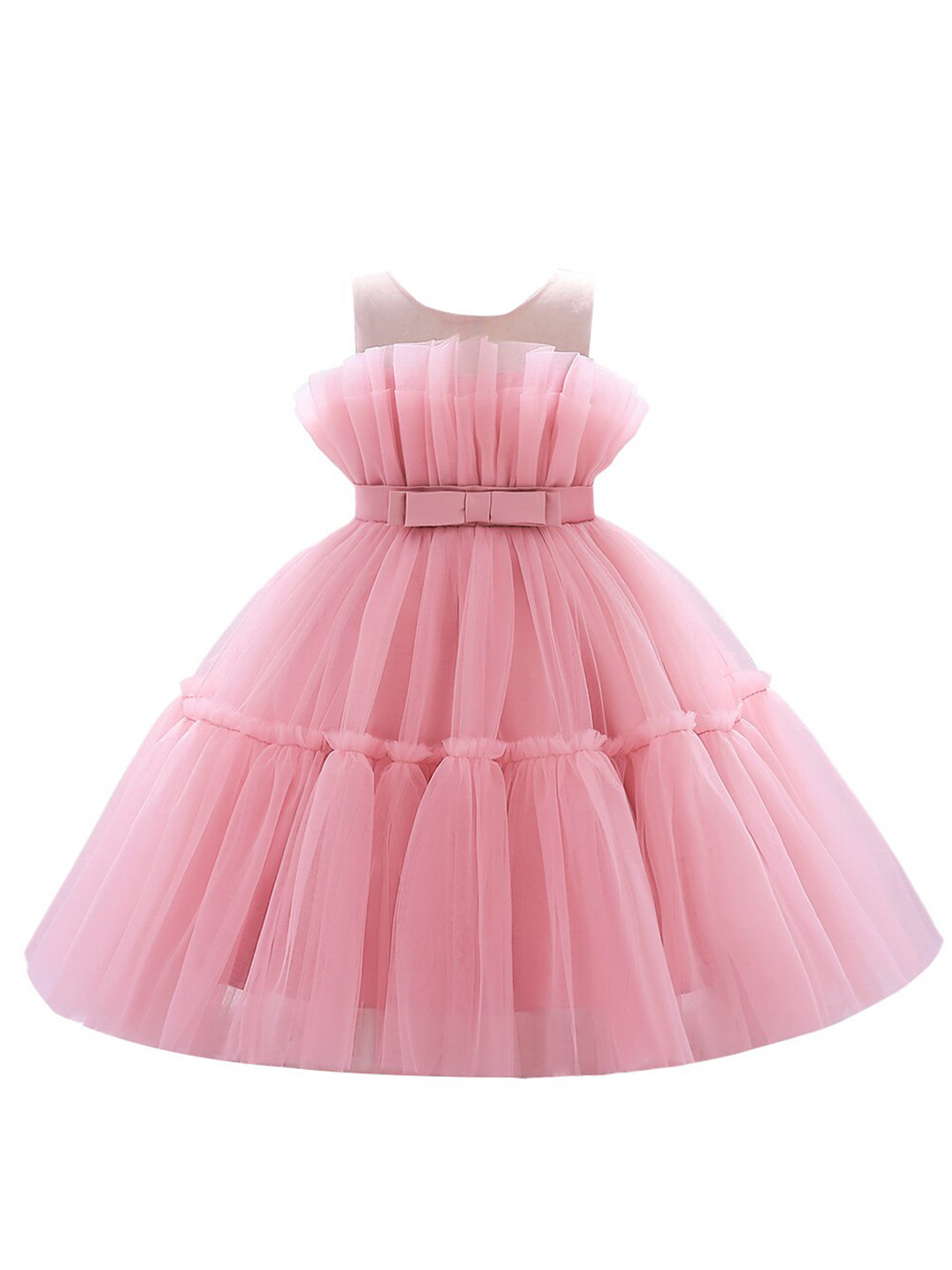StyleCast Girls Pink Sleeveless Ruffled Detail Maxi Balloon Dress