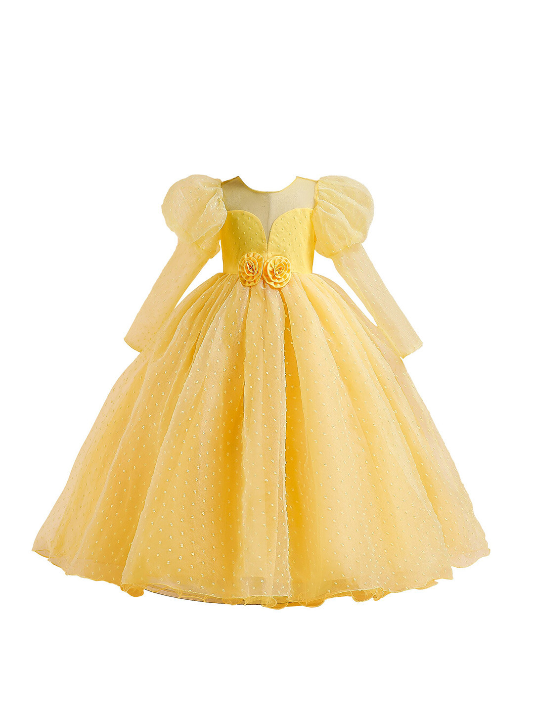 StyleCast Yellow Puff Sleeve Fit & Flare Maxi Dress