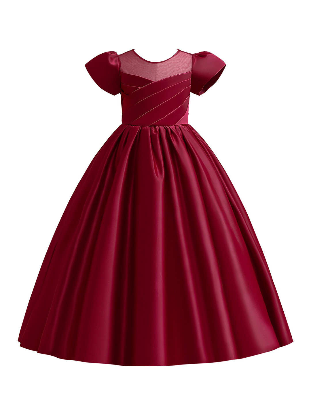 StyleCast Girls Maroon Puff Sleeve Fit & Flare Maxi Dress