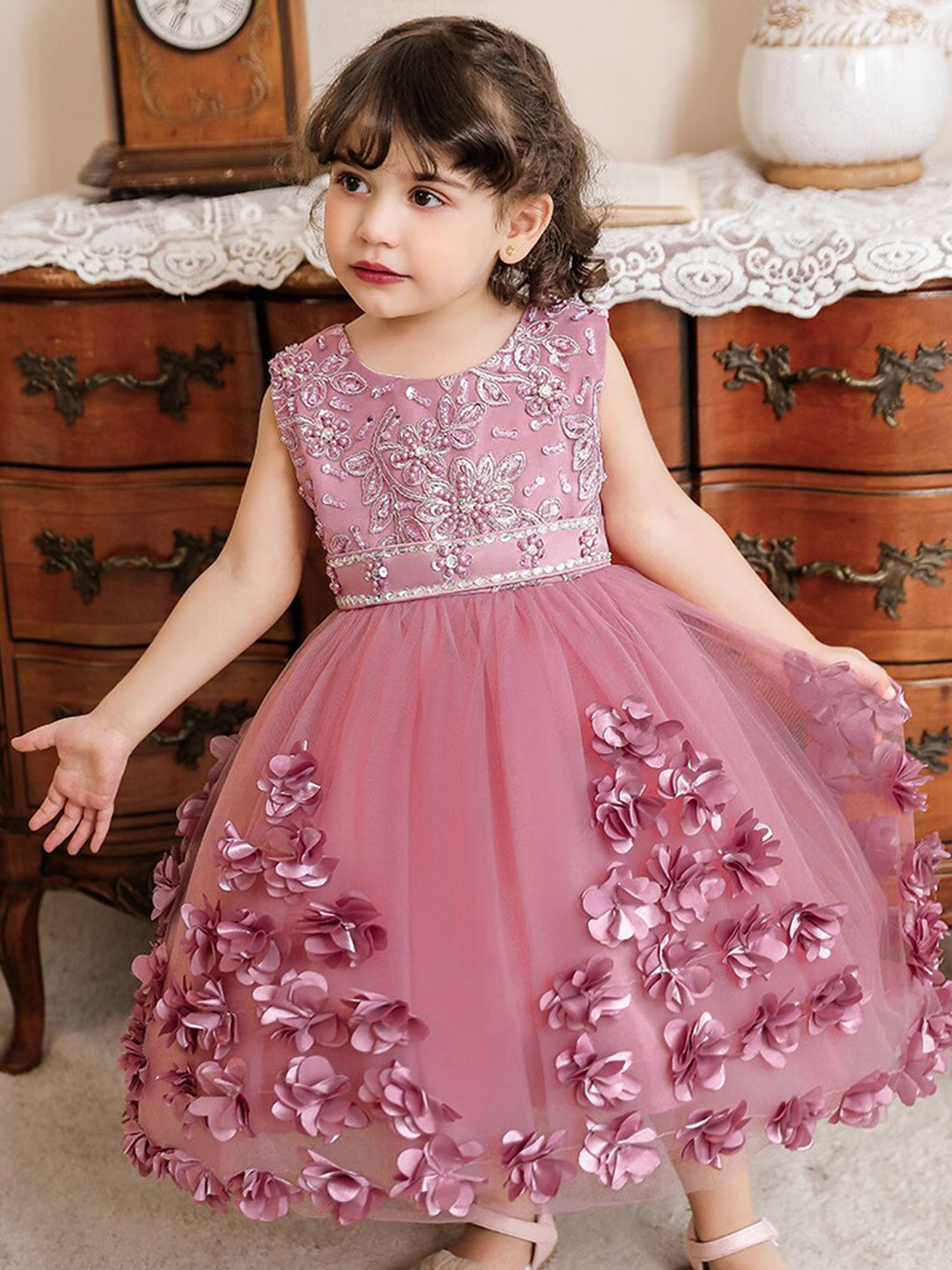 StyleCast Fuchsia & desert rose Embellished Embroidered Applique Fit & Flare Maxi Dress