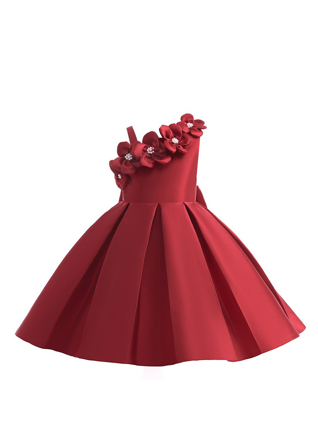 StyleCast Girls Maroon One Shoulder Fit & Flare Mini Dress