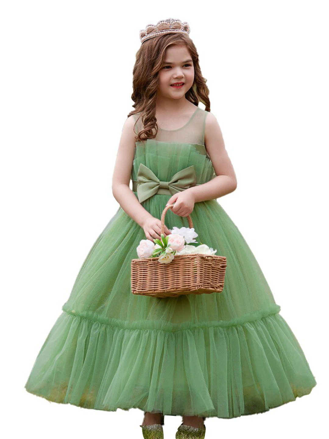 StyleCast Green & green eyes Ruffled Fit & Flare Maxi Dress