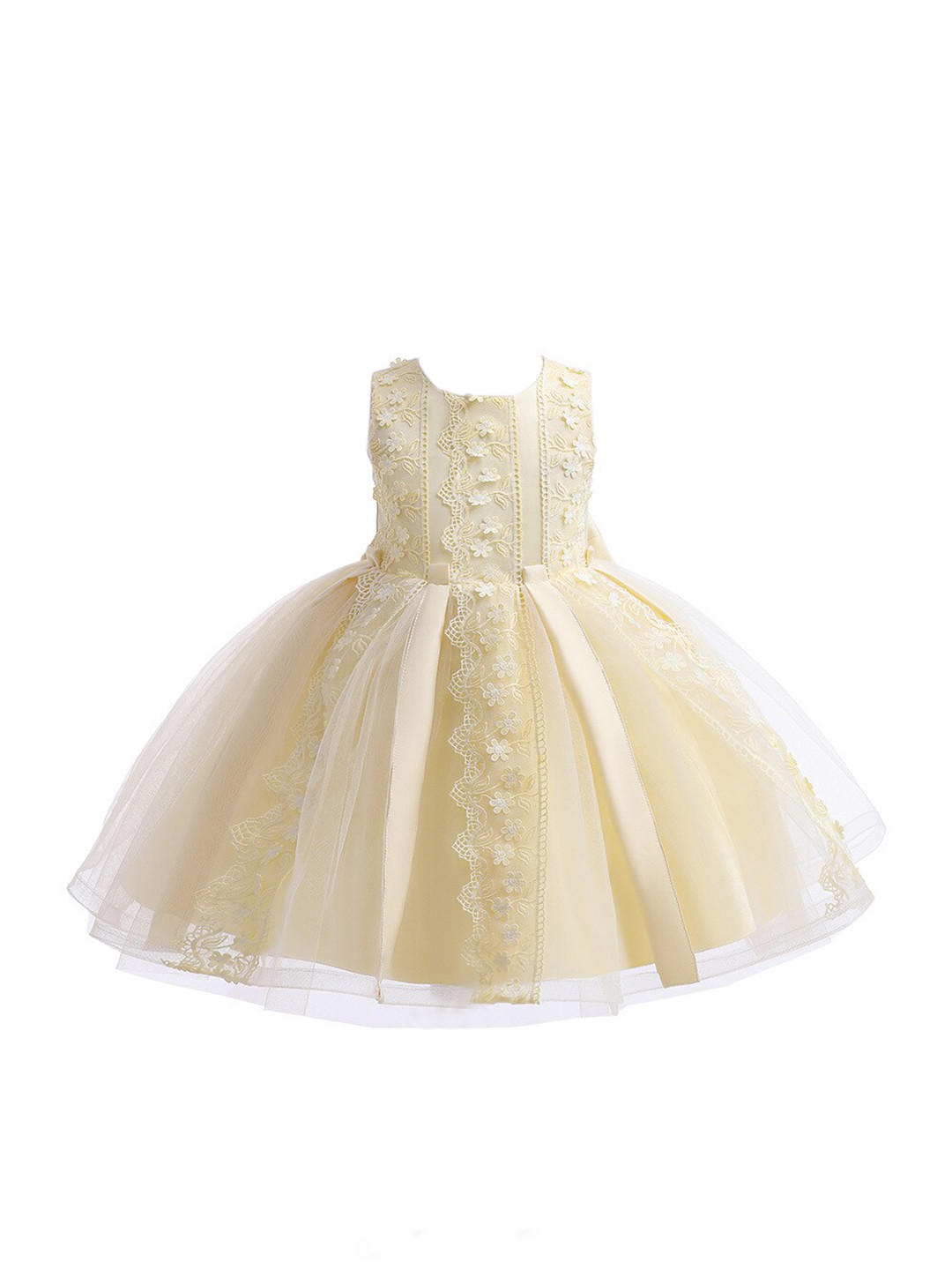 StyleCast Yellow Girls Embellished Net Fit & Flare Dress