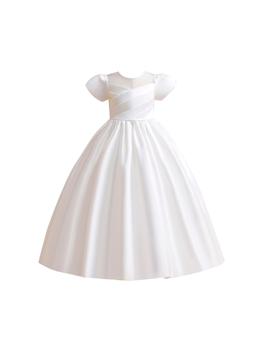 StyleCast Girls White Puff Sleeves Fit & Flare Maxi Dress