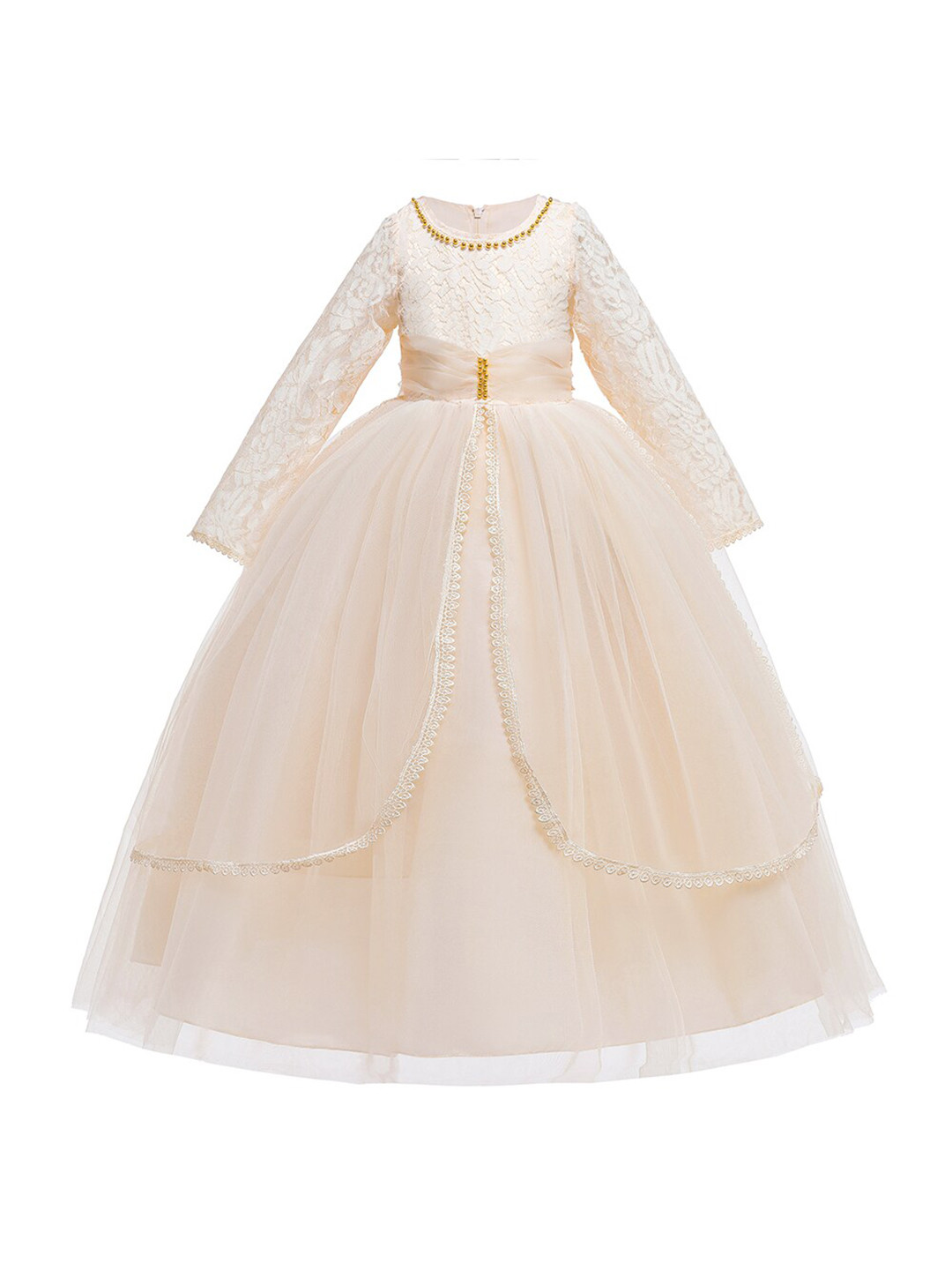 StyleCast Champagne & peach blush Embellished Embroidered Maxi Dress