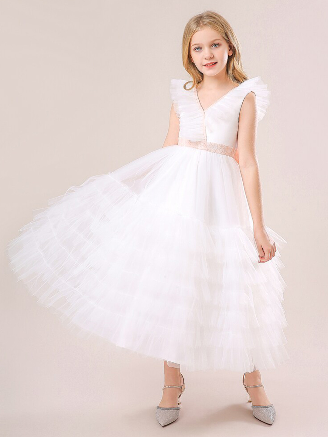 StyleCast White & magnolia Ruffled Midi Dress