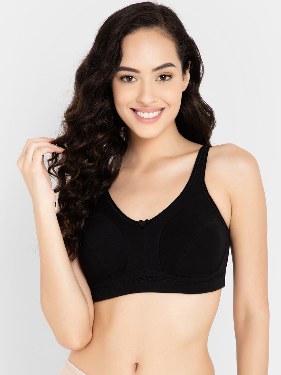 Clovia Black Full Coverage Cotton Bra With All Day Comfort