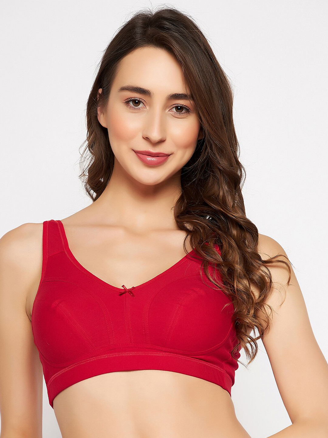 Clovia Red Full Coverage Cotton Bra With All Day Comfort
