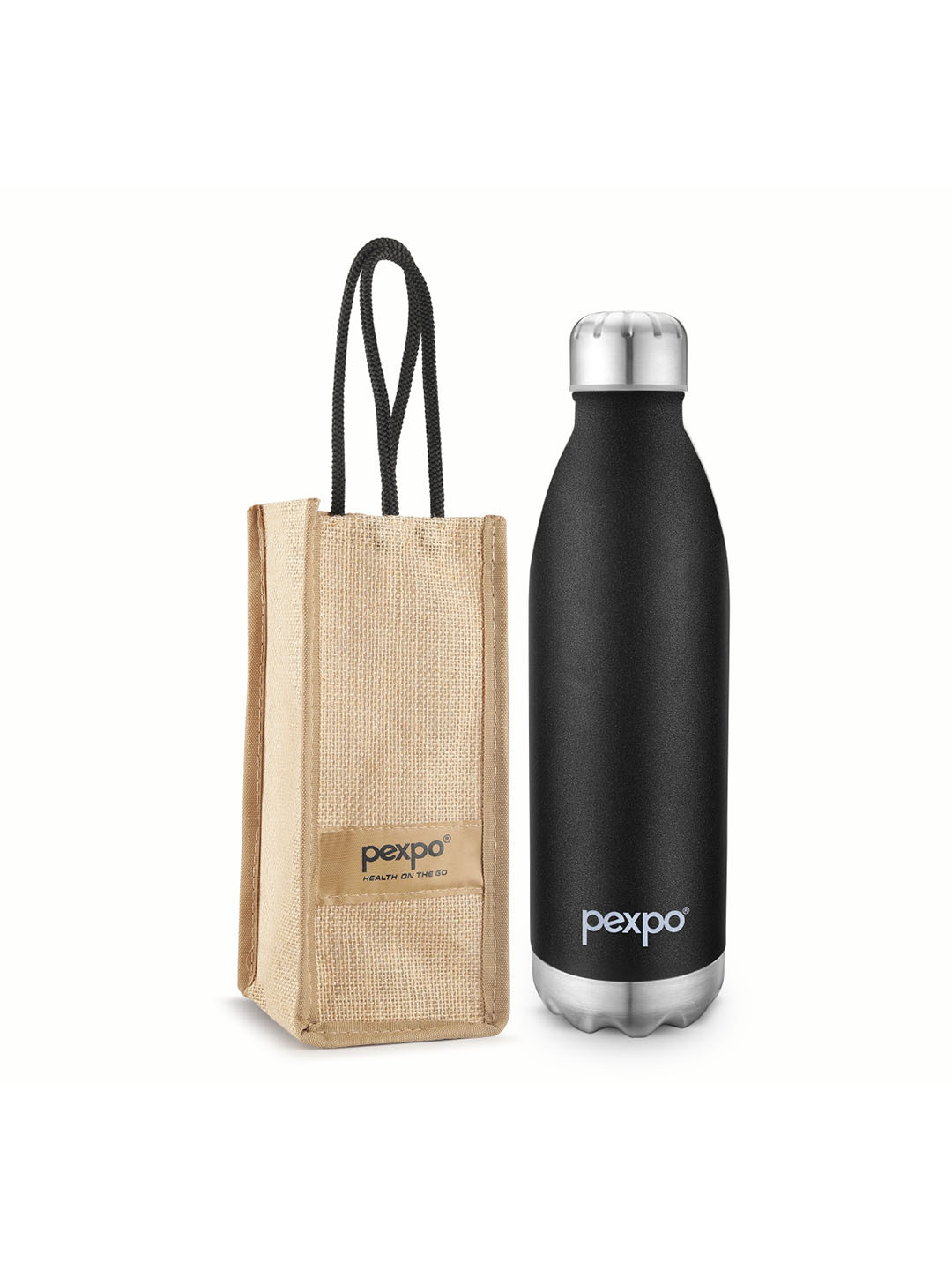 Pexpo ELECTRO ISI Certified Thermosteel 1.5L 24 Hrs Hot & Cold Black Water Bottle