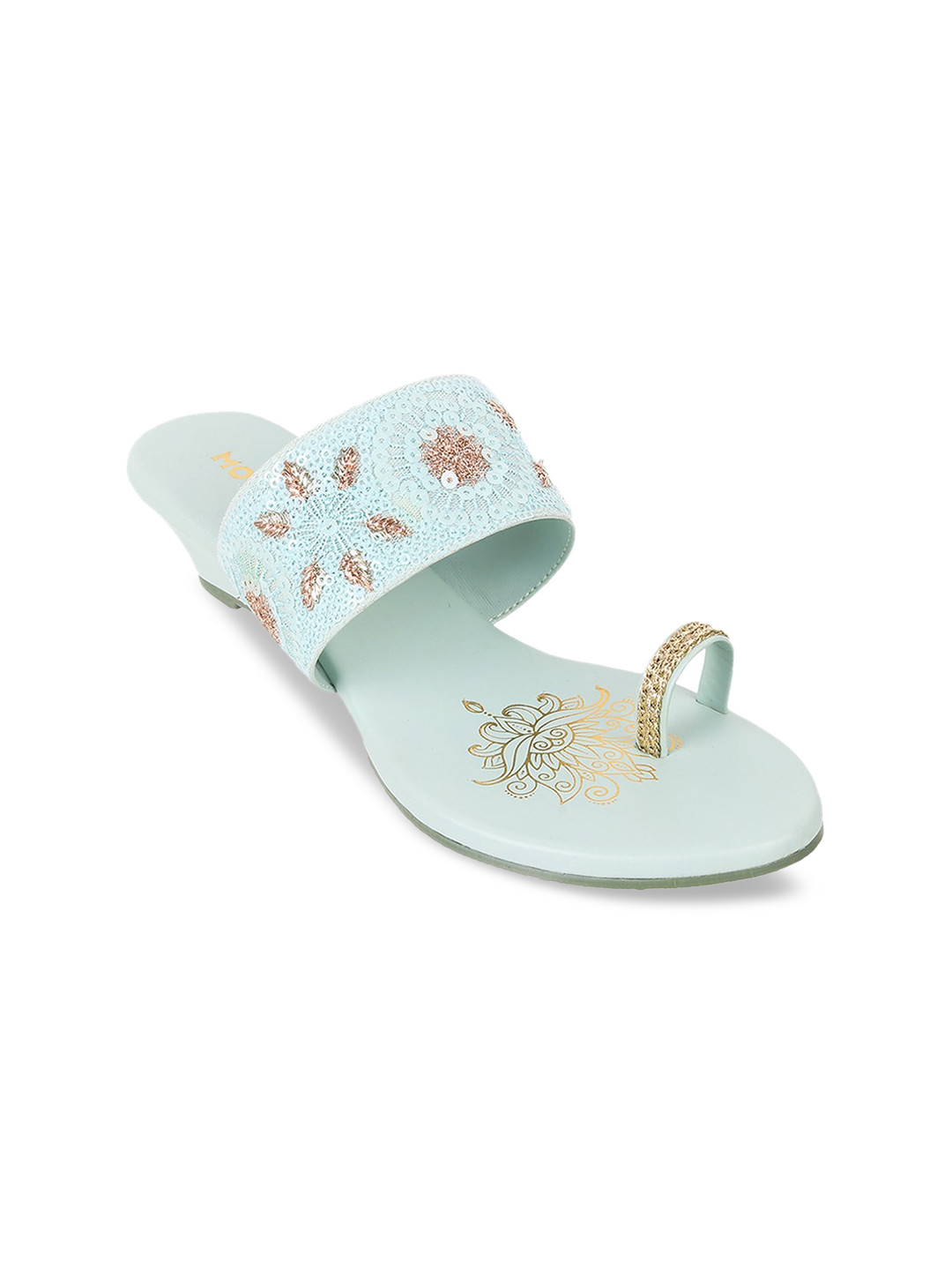 Mochi Ethnic Embellished One Toe Wedges