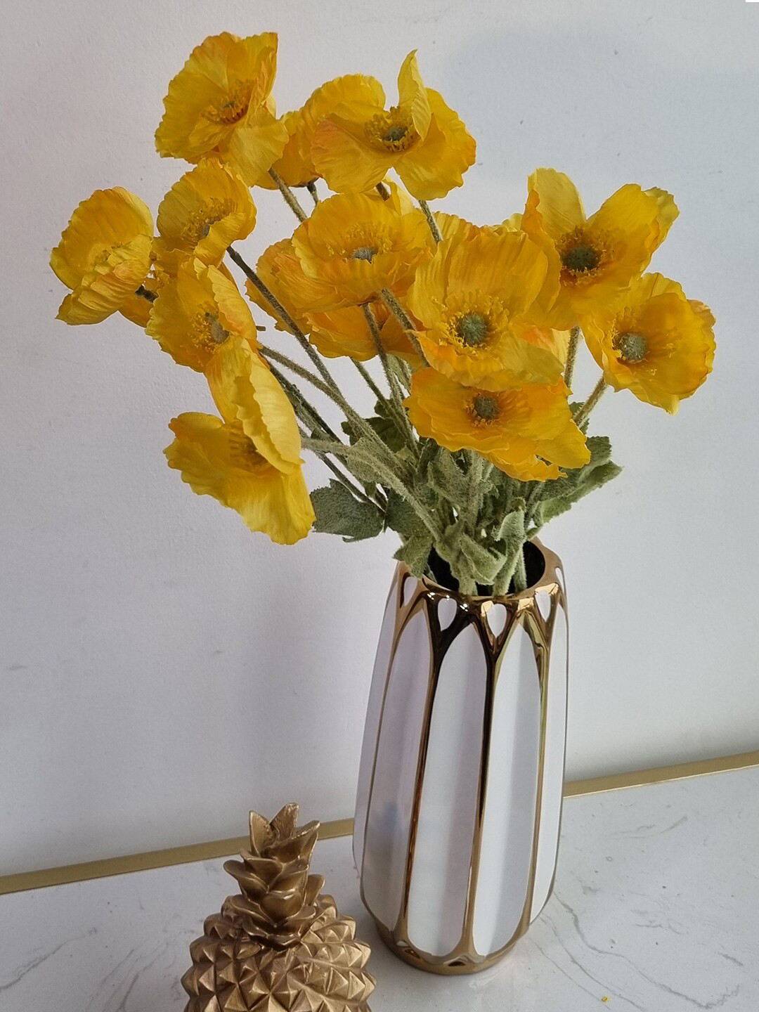 Art Street 4 Pcs Yellow Iceland Poppy Artificial Flower