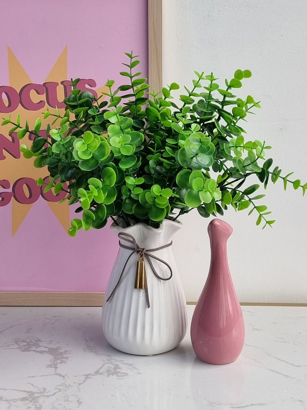 Art Street 4 Pcs Green Eucalyptus Artificial Leaf Stem