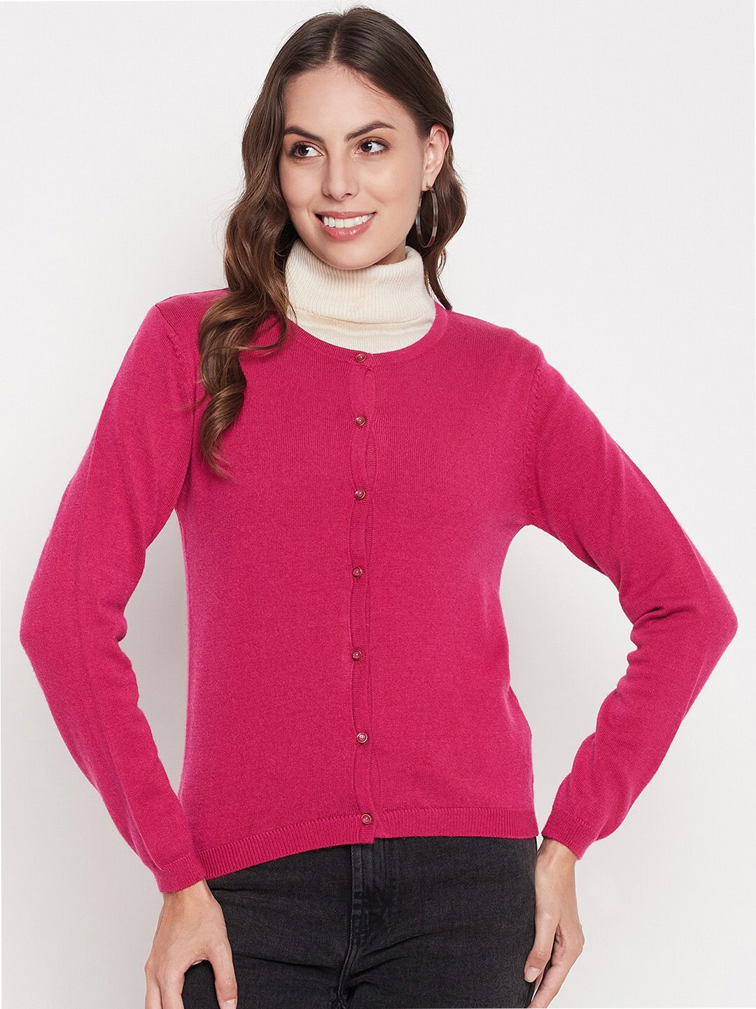 Madame Round Neck Acrylic Cardigan