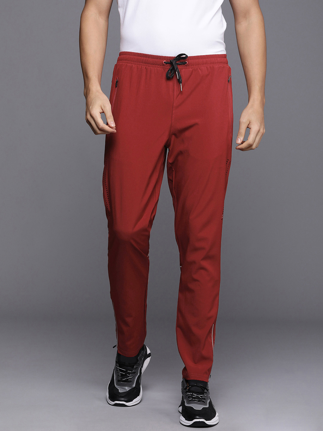 Louis Philippe ATHPLAY Men Slim Fit Mid-Rise Track Pants With Cut-Out & Reflective Strips