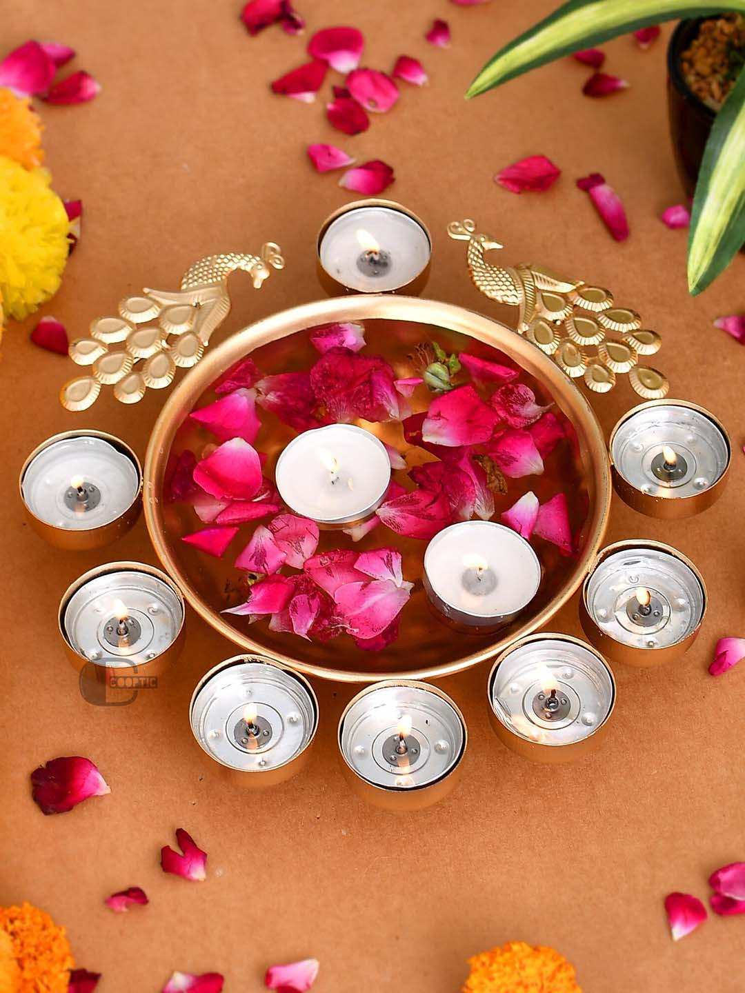 COOPTIC Gold-Toned Peacock Shaped Decorative Bowls