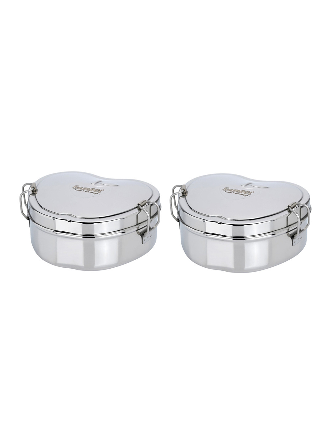 Sumeet Apple Stainless Steel Dishwasher Safe 2PCs Lunch Box With Spoon and Fork