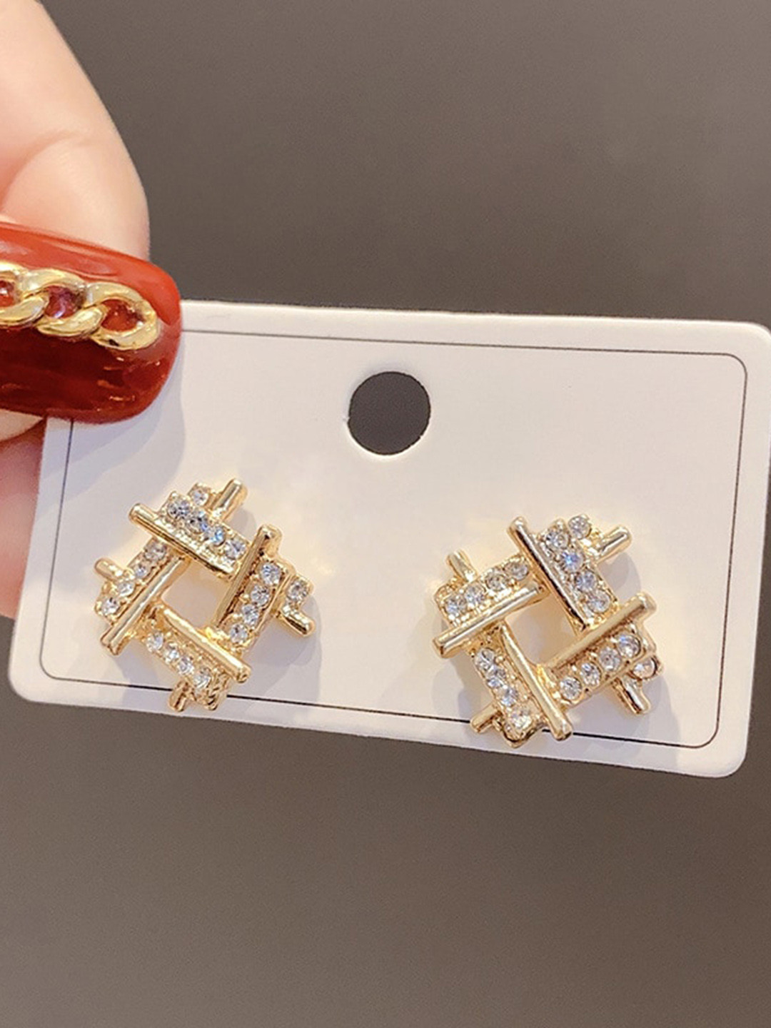 Shining Diva Fashion Gold-Plated Contemporary Studs Earrings