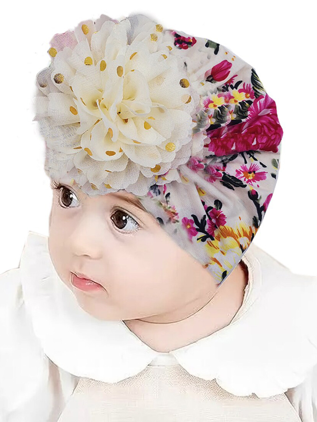 Babymoon Kids Floral printed Bow Beanie