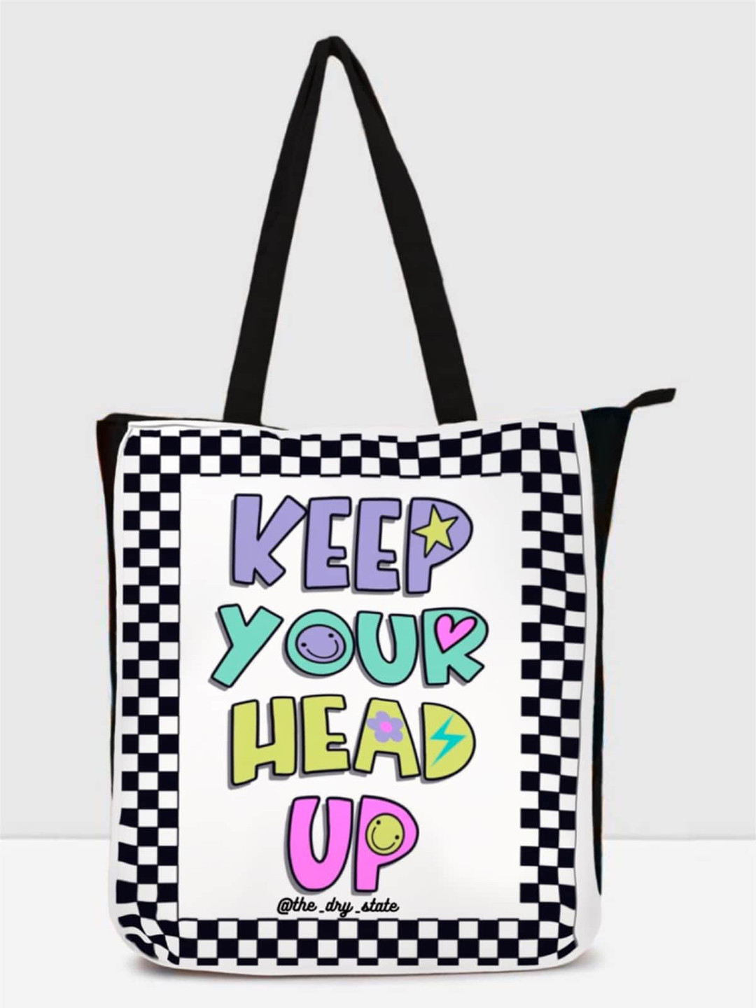 The Dry State Typography Printed Zip Detail Tote Bag Up to 12 inch Laptop