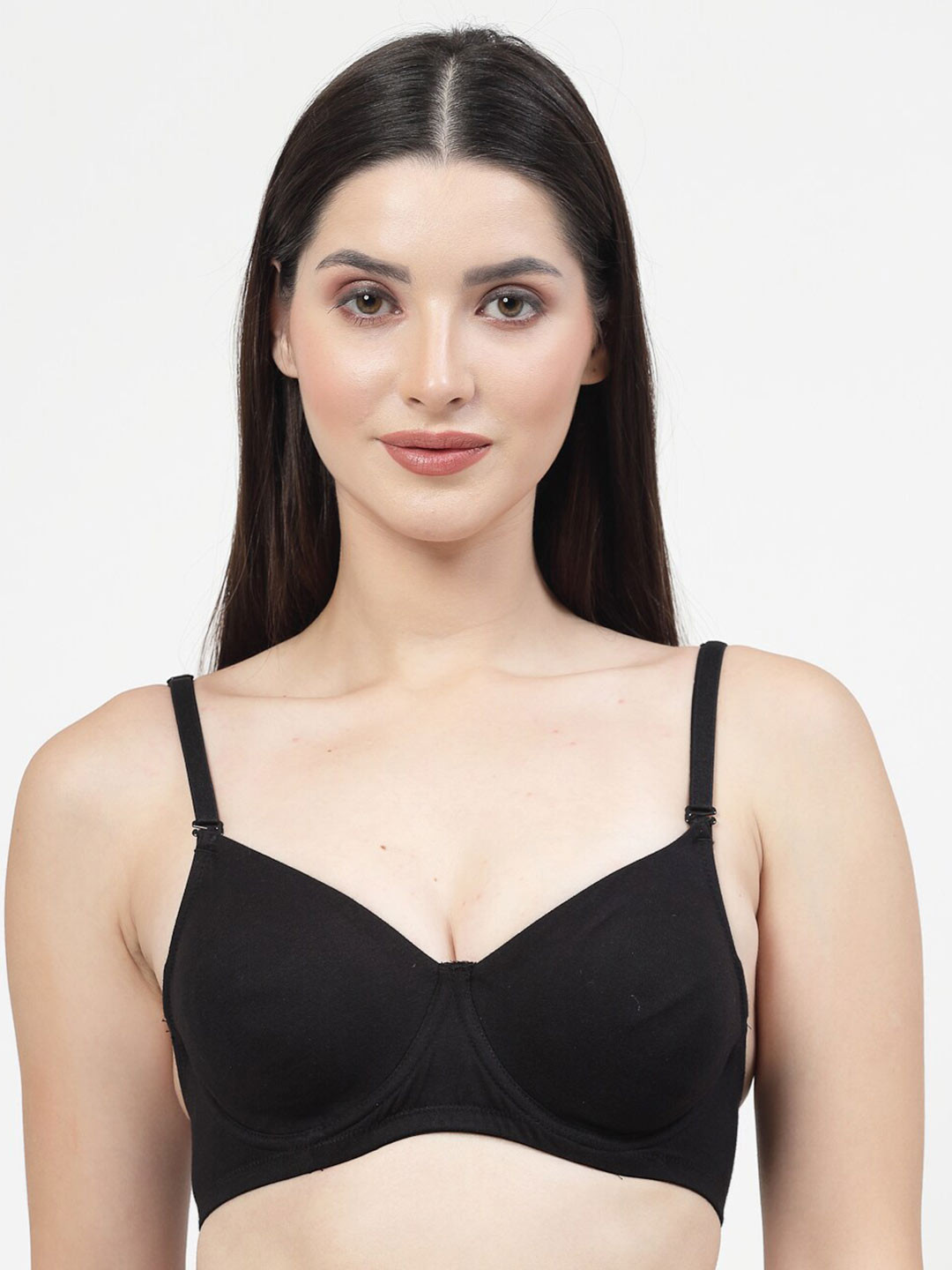 DressBerry Black Medium Coverage Non Padded All Day Comfort Super Support T-shirt Bra