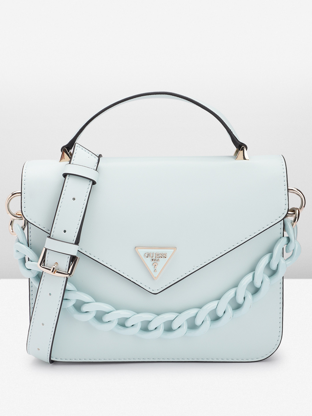 GUESS Chain Detail Structured Satchel Bag