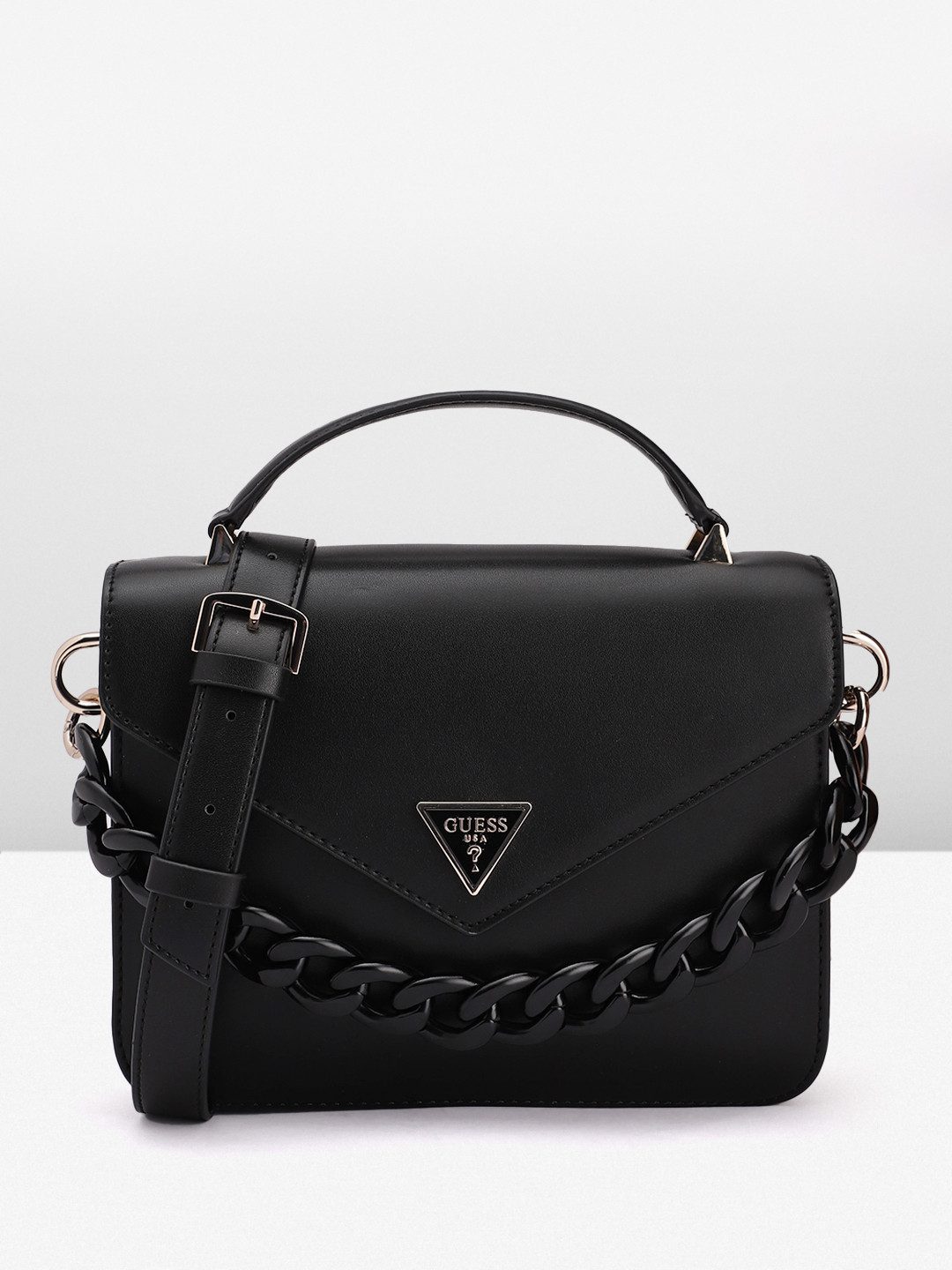 GUESS Chain Detail Structured Satchel Bag