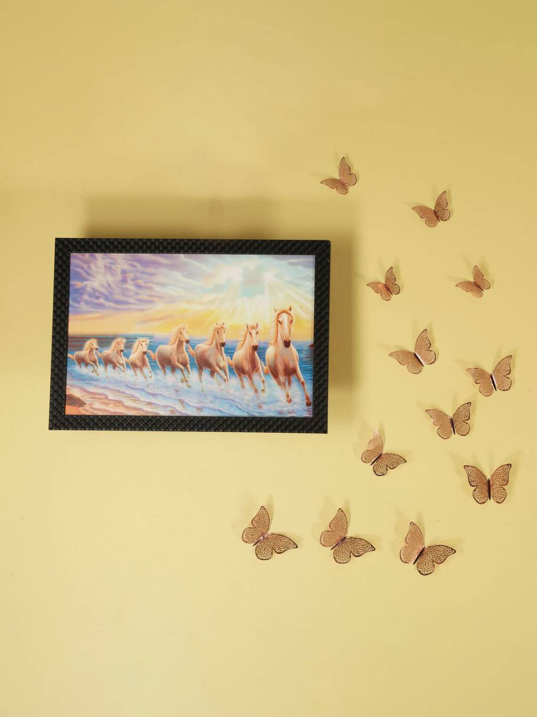 Jaamso Royals Gold Toned 12 Pieces Self Adhesive 3D Butterefly Wall Stickers