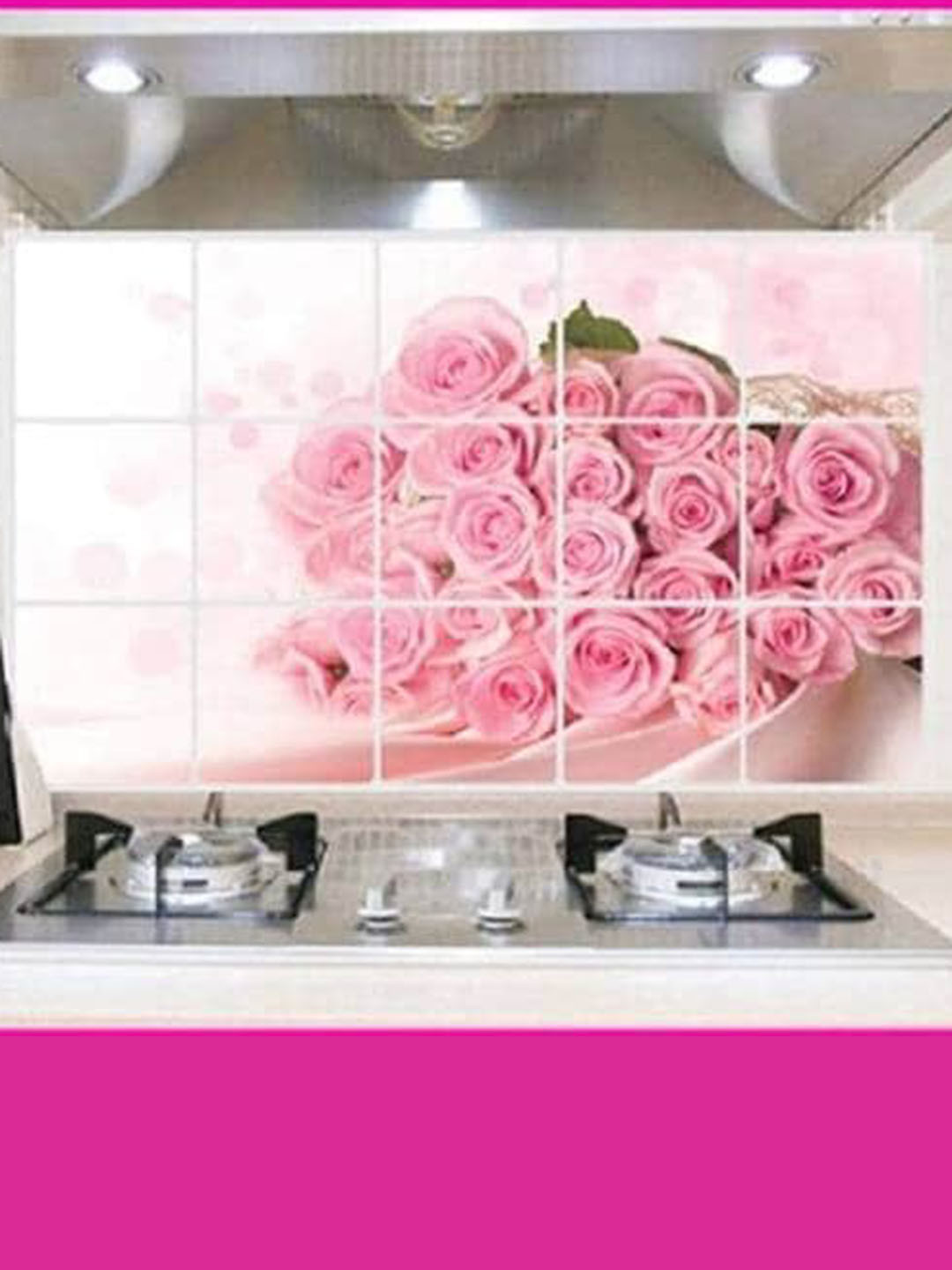 Jaamso Royals Pink Rose Design Wall Sticker