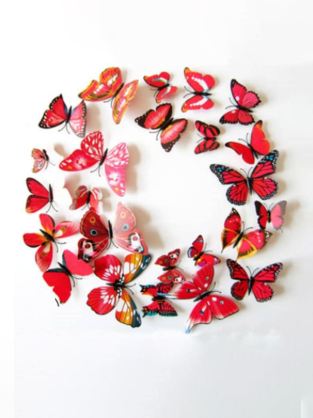 Jaamso Royals 12 Pcs Red 3D Magnet Butterfly Self Adhesive Wall Sticker
