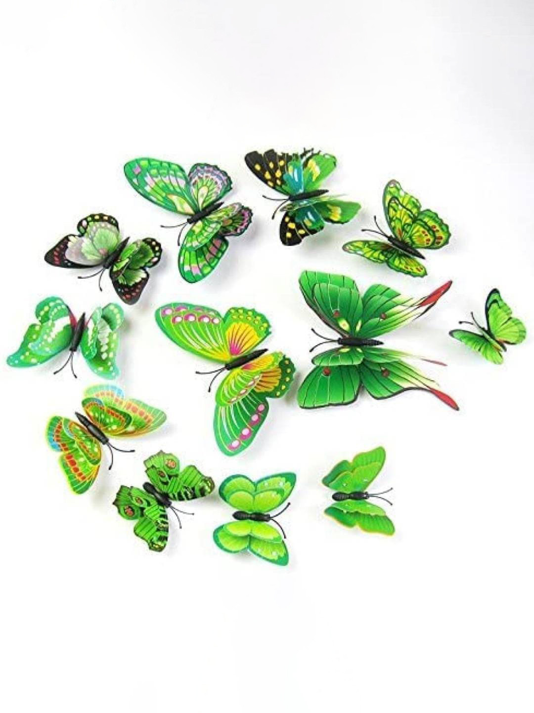 Jaamso Royals 12 Pcs Green 3D Magnet Butterfly Wall Stickers