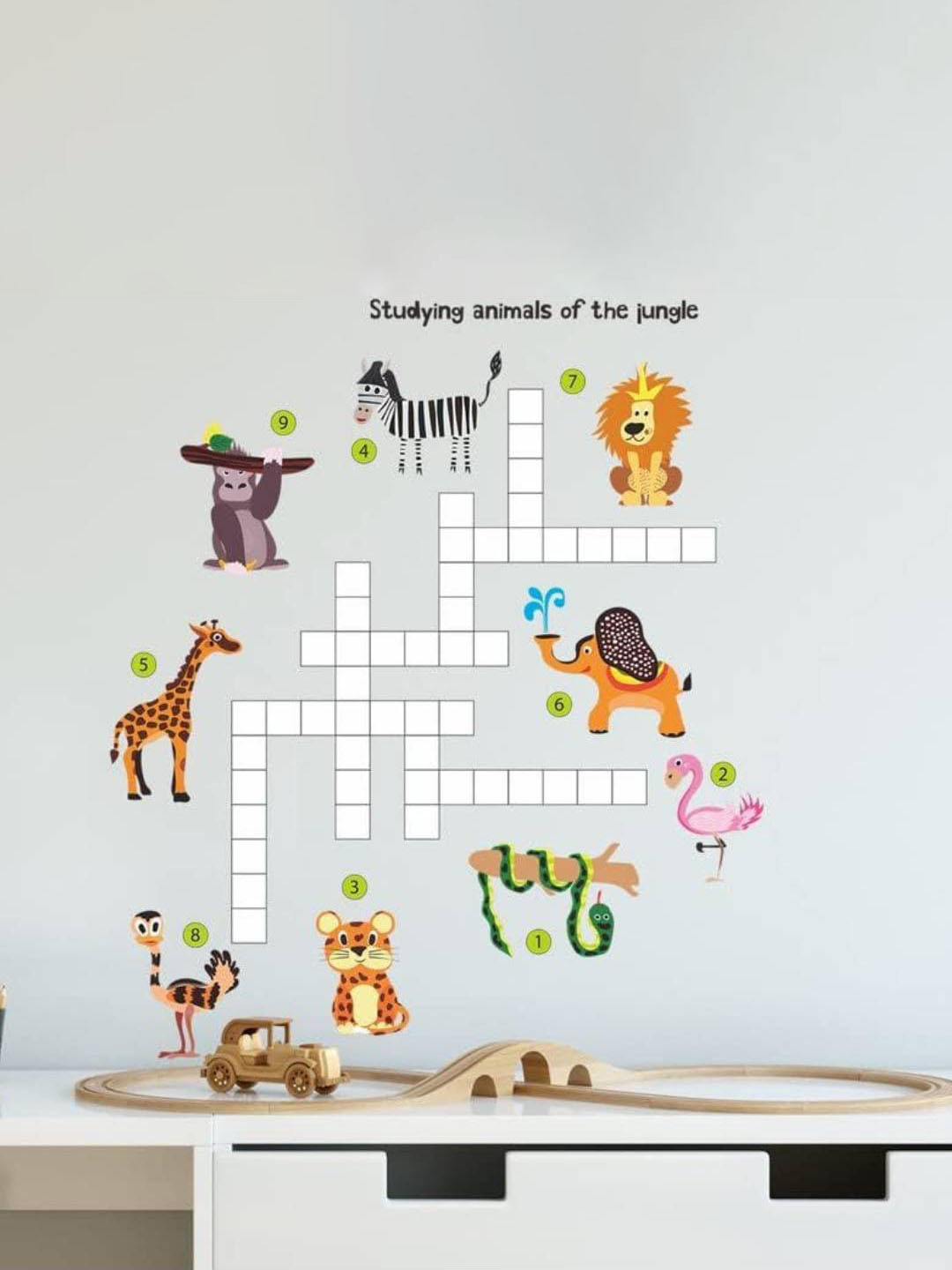 Jaamso Royals White Crossword Cute Safari Design Decorative Self Adhesive Wall Sticker