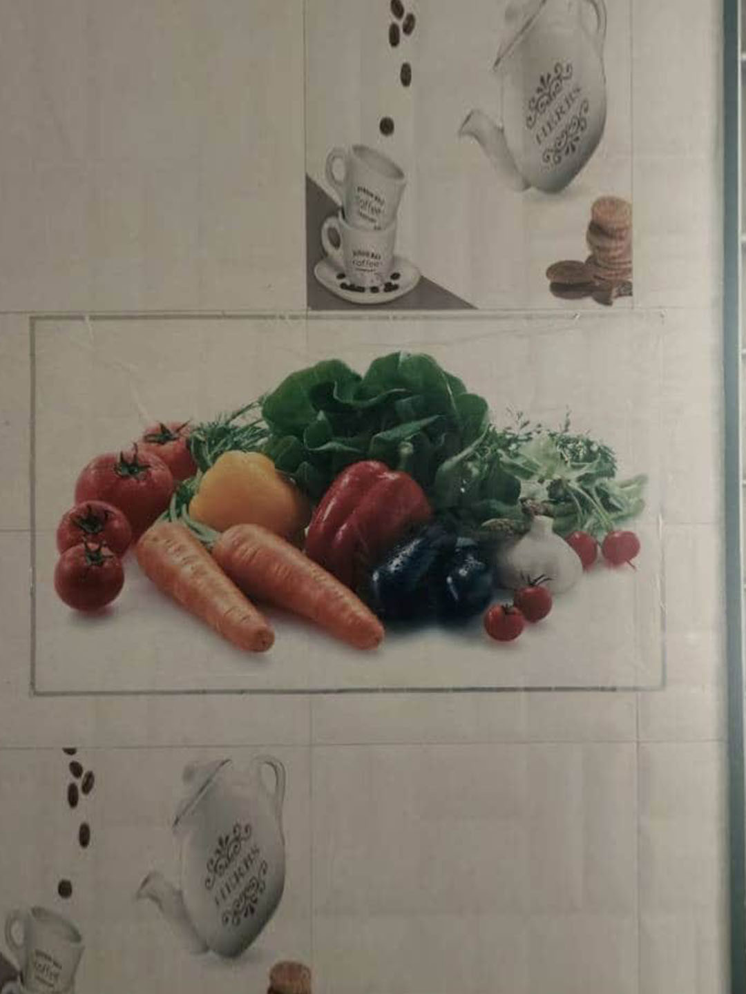 Jaamso Royals Green & Orange Printed Oil Proof Heat Resistant Wall Sticker