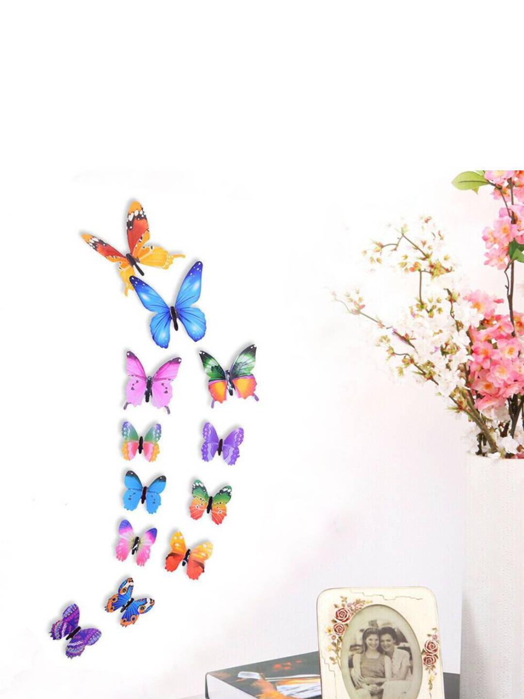Jaamso Royals Blue & Yellow 12 Pieces 3D Butterfly Wall Sticker