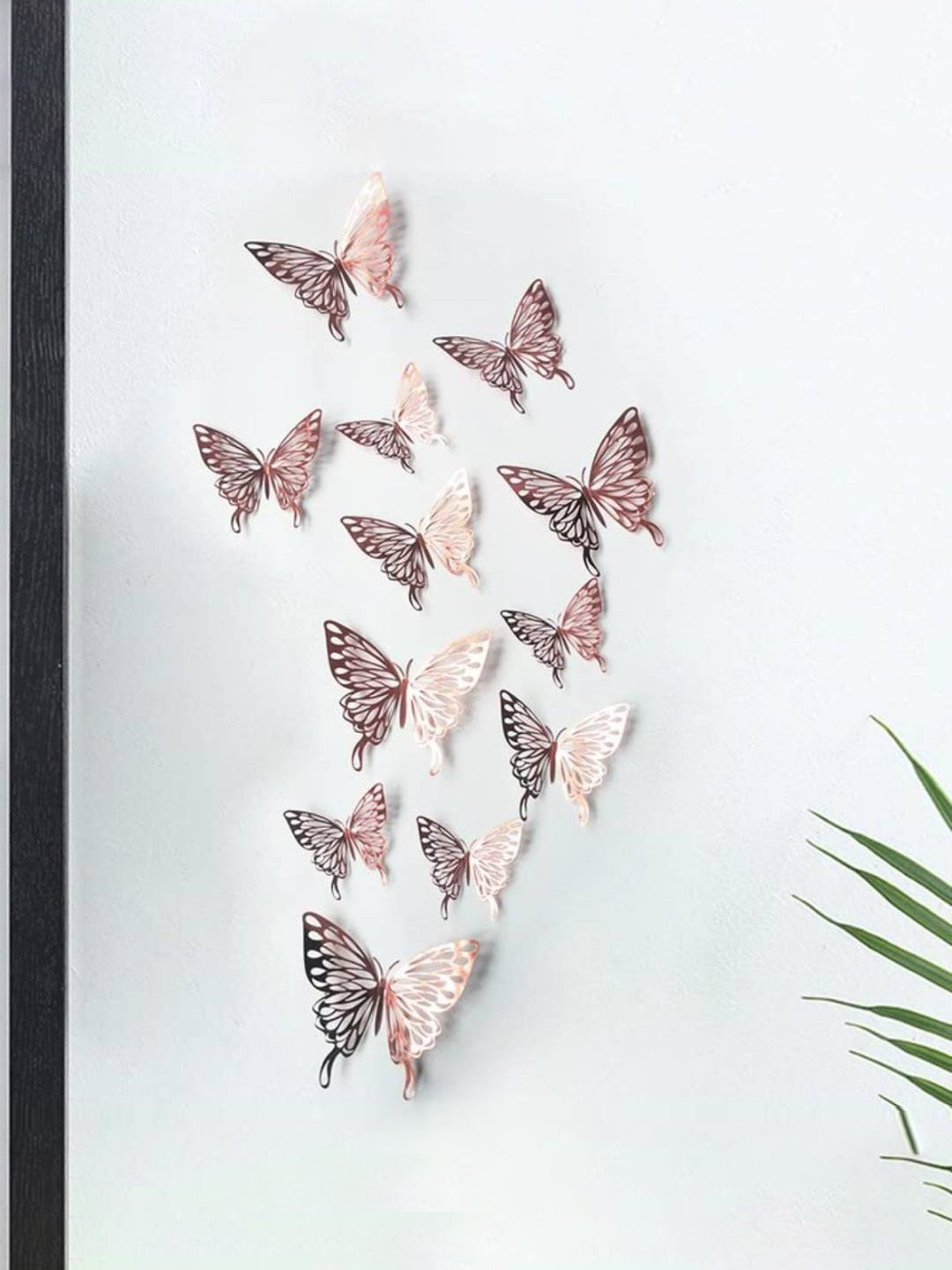 Jaamso Royals Rose  Gold Toned12 Pcs 3D Butterfly Self Adhesive Home Dcor Wall Sticker