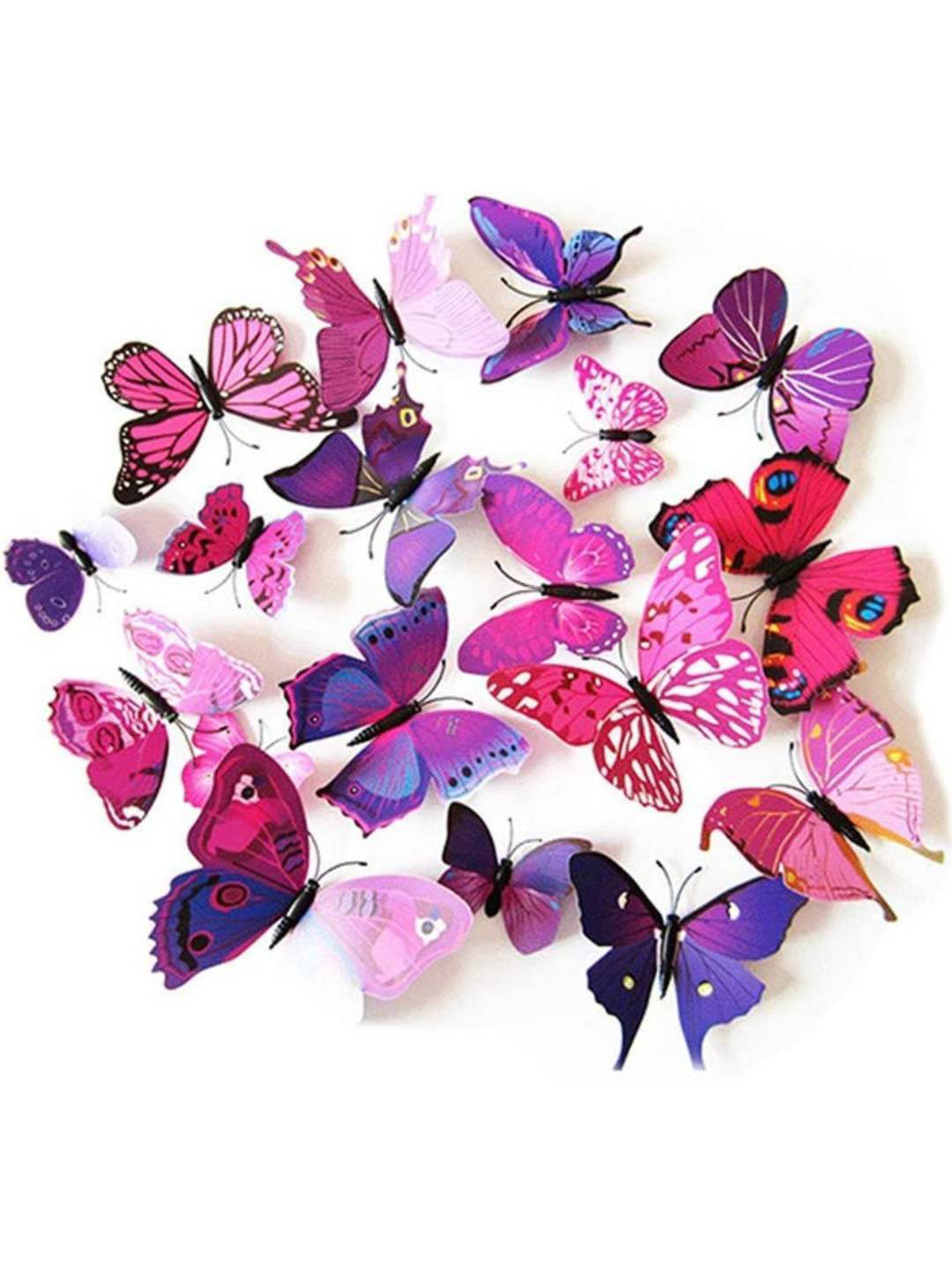 Jaamso Royals Purple 12 Pieces 3D Self Adhesive Butterfly Wall Stickers