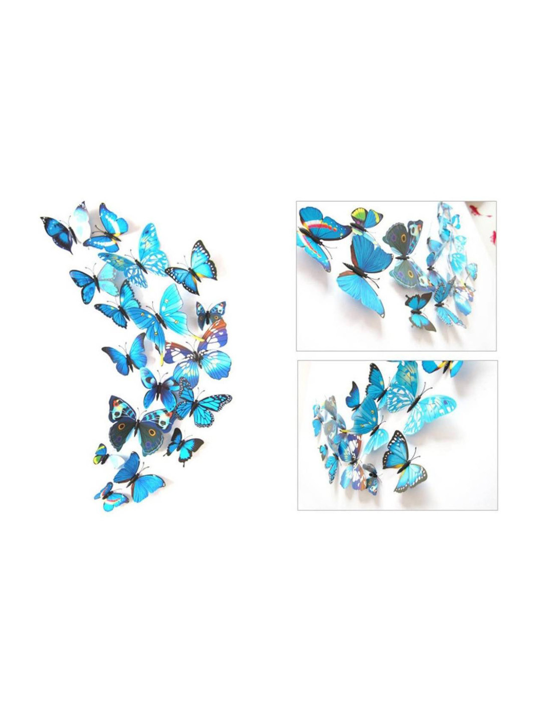 Jaamso Royals Blue 12 Pieces 3D Magnet Butterfly Self Adhesive Wall Sticker