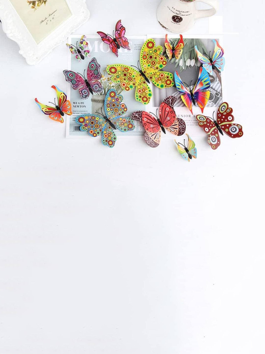 Jaamso Royals 12 Pcs Yellow & Red 3D Butterfly Self Adhesive Wall Stickers