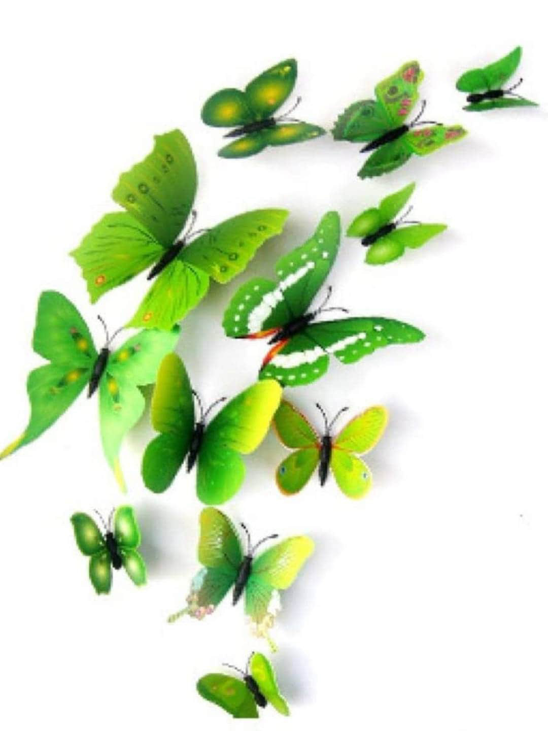 Jaamso Royals Green 12 Pcs 3D Magnet Butterfly Self Adhesive Home Dcor Wall Sticker