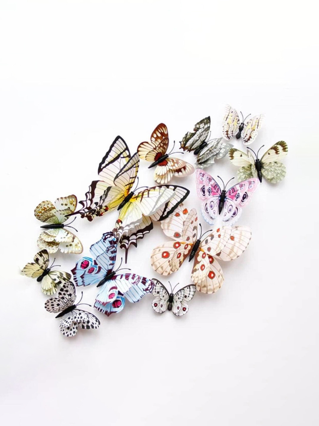 Jaamso Royals White & Blue 12 Pcs 3D Magnet Butterfly Self Adhesive Wall Sticker