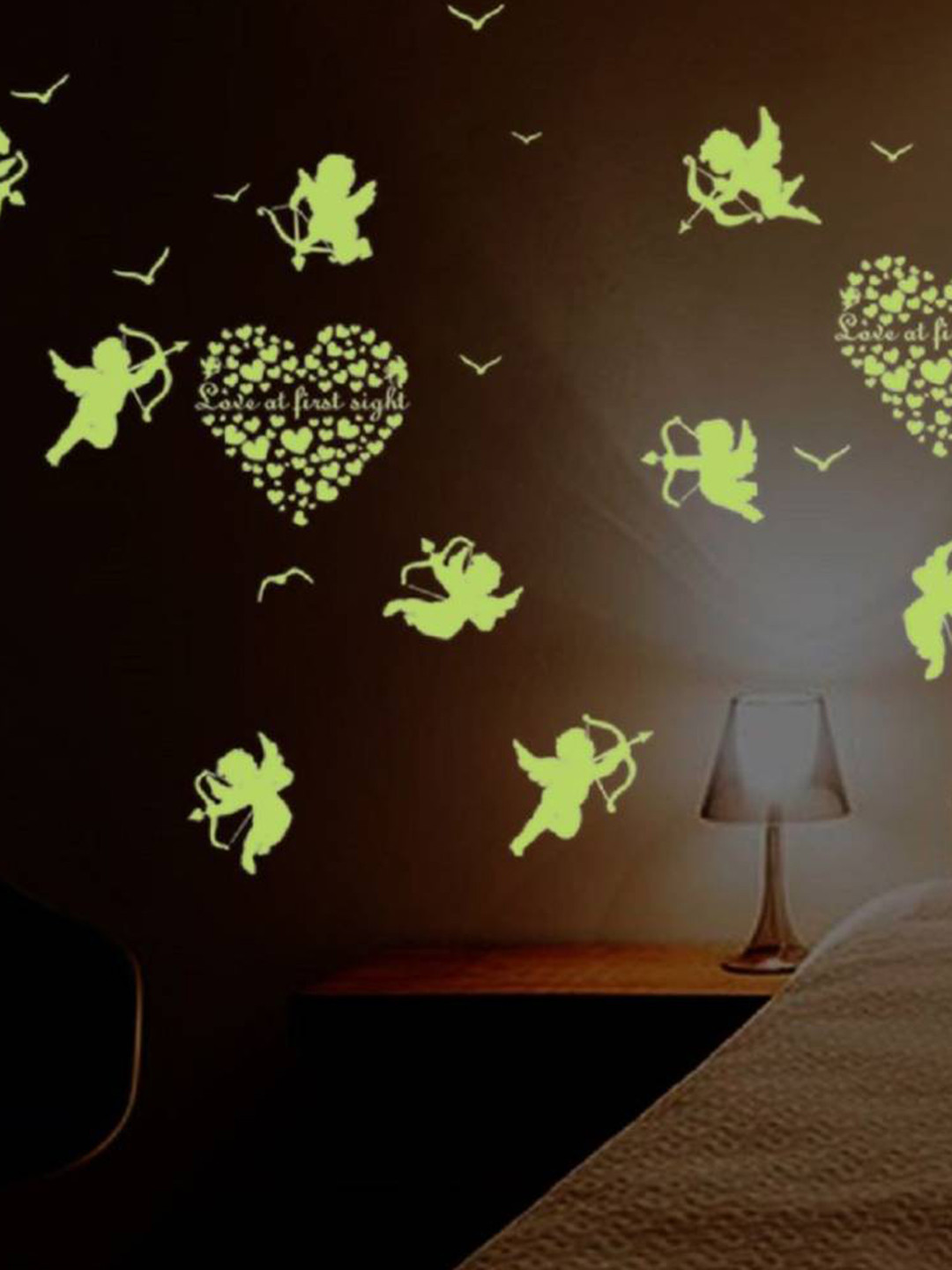 Jaamso Royals Fluorescent Green Radium Love Angels Glow in Dark Wall Sticker